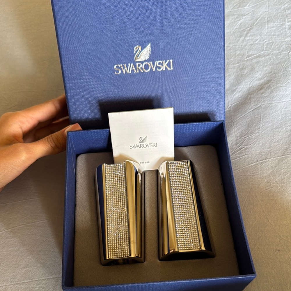 Swarovski Silver Crystal Bookends Candle holders